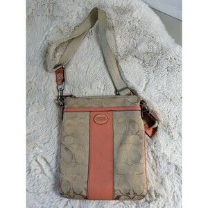 *COACH Heritage Signature Stripe  Swingpack F4886 Orange Logo Fall Mini
